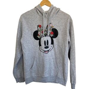 DISNEY Mickey Minnie Mouse Hooded Grey Sweatshirt